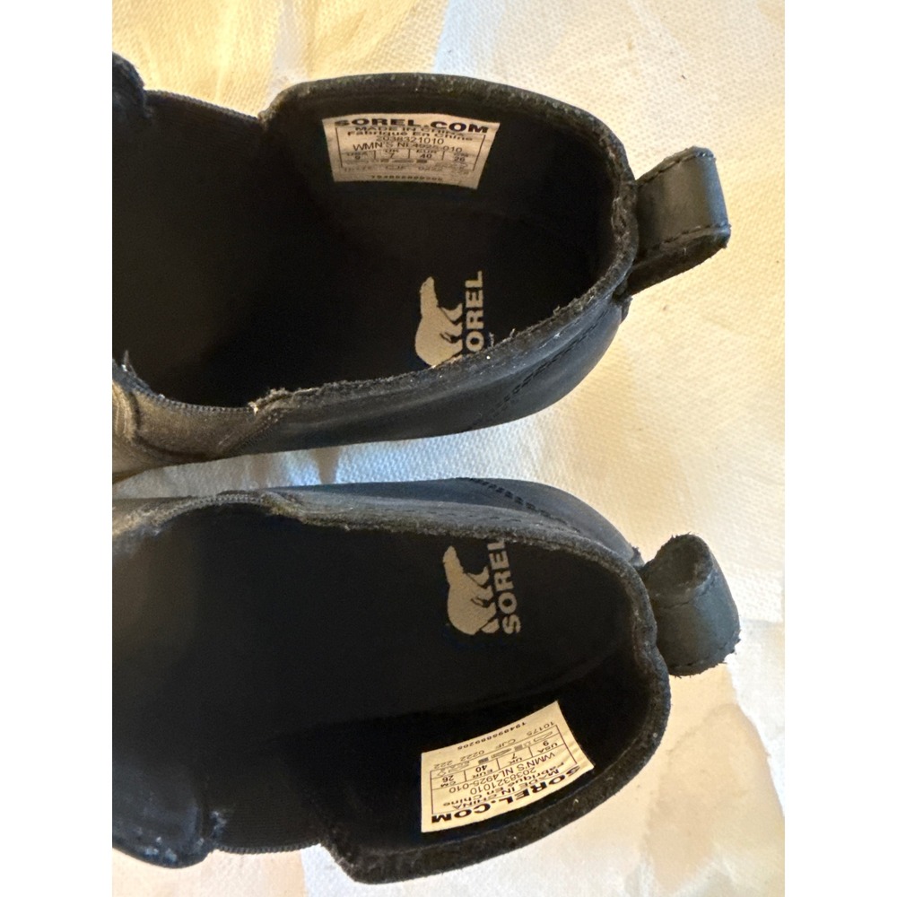 Sorel Joan of Arctic Wedge II Chelsea Boots Black Leather Waterproof Ankle Sz 9 - Picture 12 of 14
